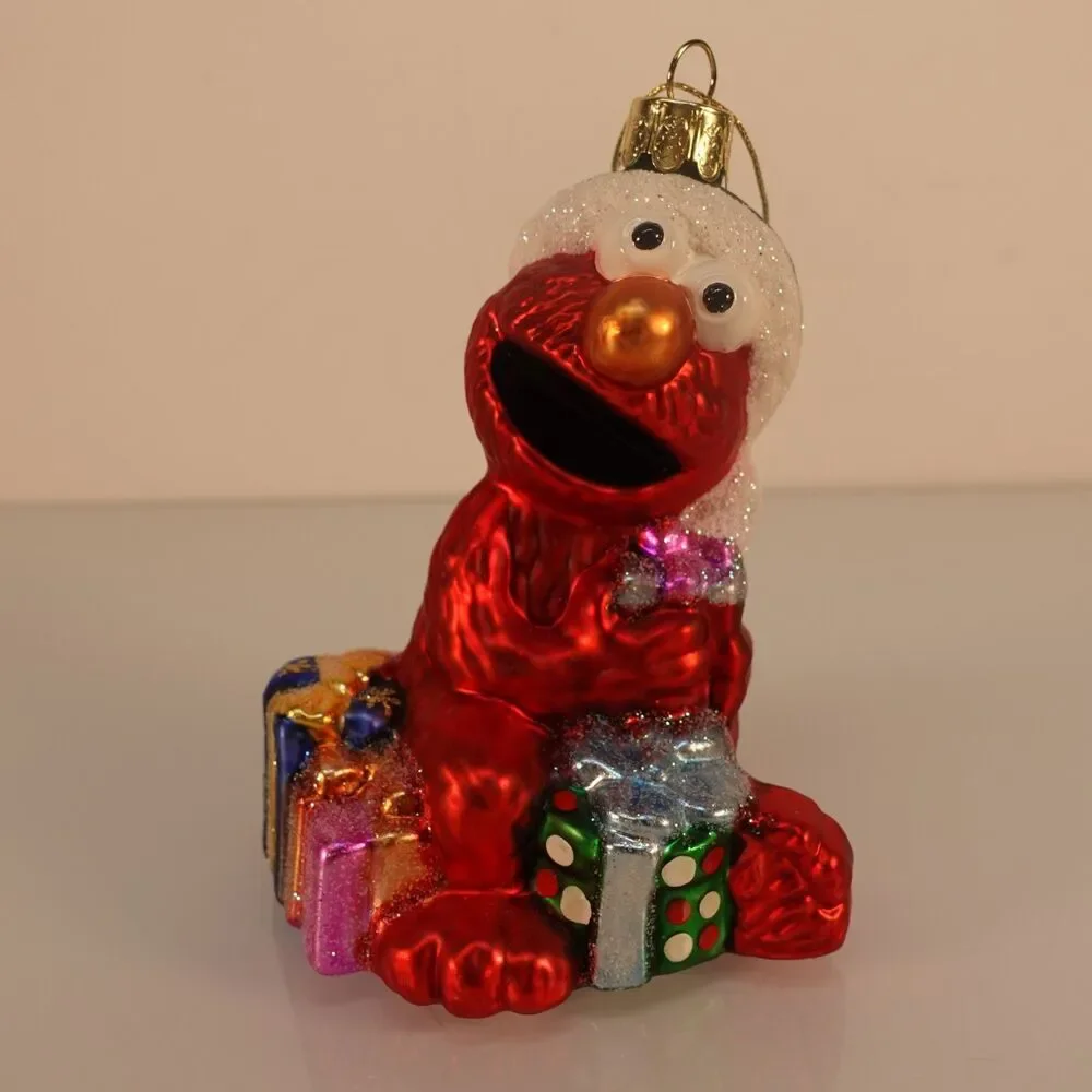 Kurt S. Adler Handmade Glass Ornament Elmo Sesame Street Christmas Hanging Red